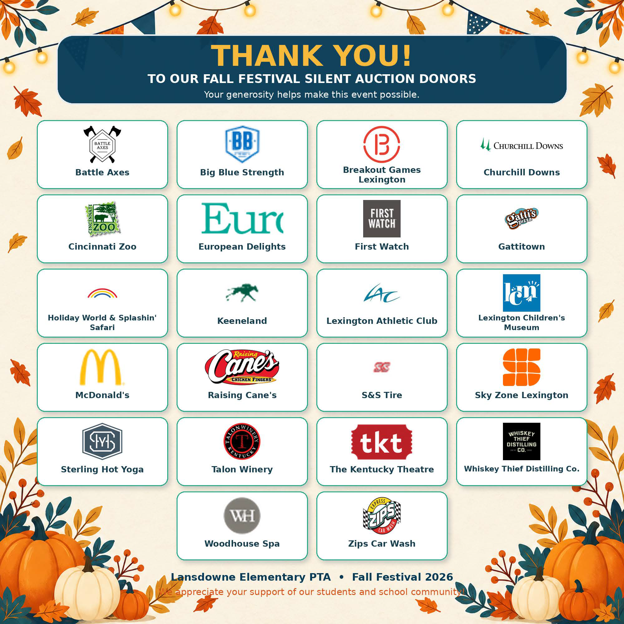 Fall Festival Donors